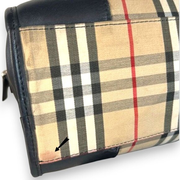 Burberry Vintage Blue Label Nova Check Boston Handbag Satchel with COA - Picture 11 of 16